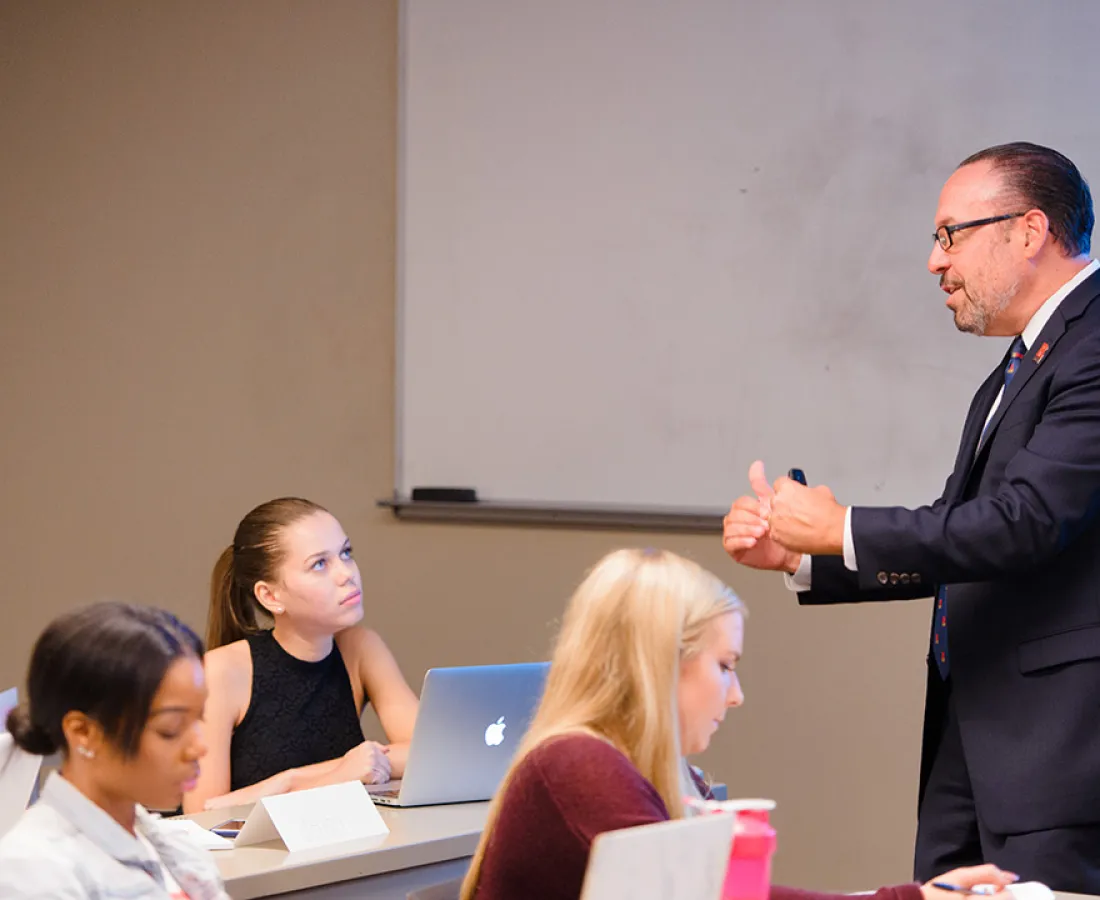 Professor teaching in a classroom