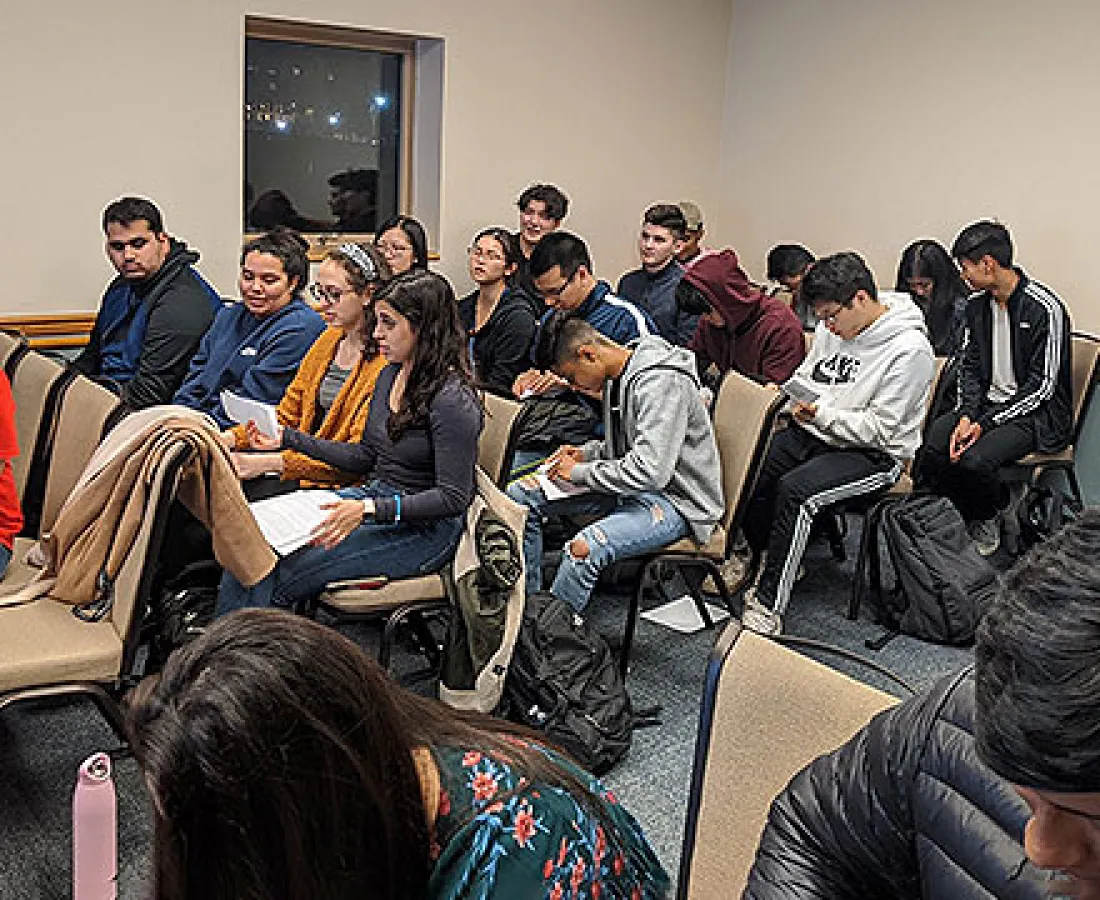 Students sitting in a classroom