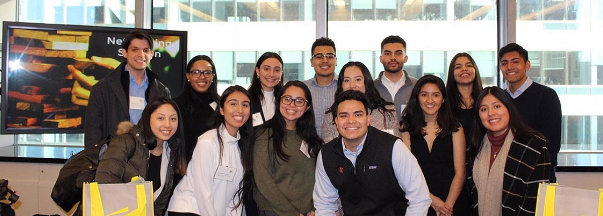 ALPFA members posing together in a classroom