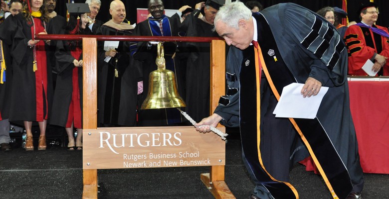 Dean Markowitz ringing the RBS school bell
