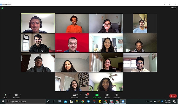 Screen capture of an online club meeting