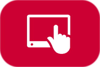icon of finger pointing on tablet