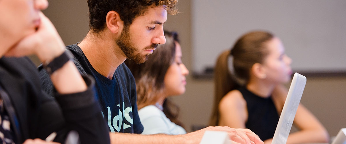 RBS undergraduate student in class.