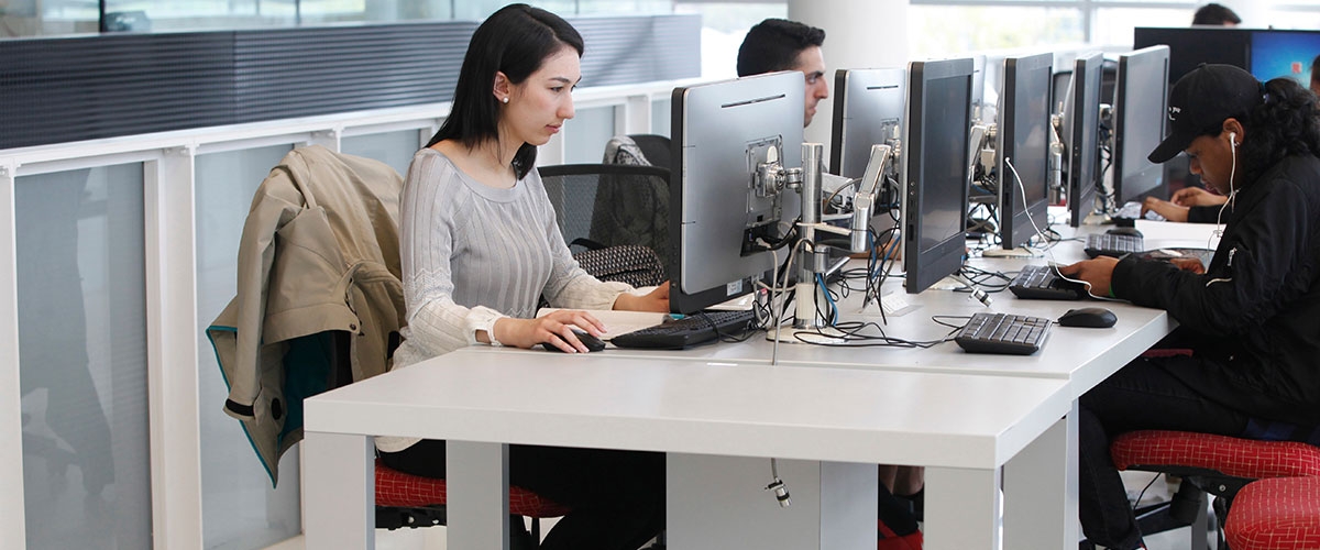 Student using a computer