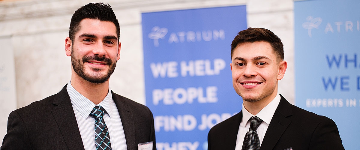 Two students at a career fair
