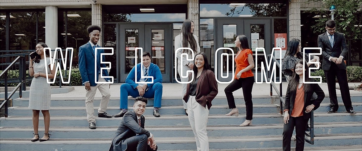 Members of Rutgers Accounting Society posing on campus steps