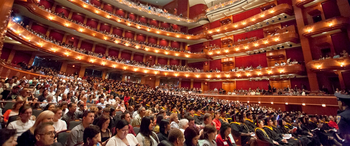 The audience seated inside NJPAC during a convocation ceremony